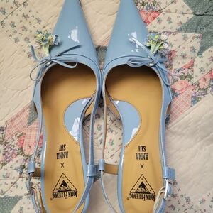 NEW John Fluevog Anna Sui Graceville Arla Blue Pointed Slingback Heels Size 8